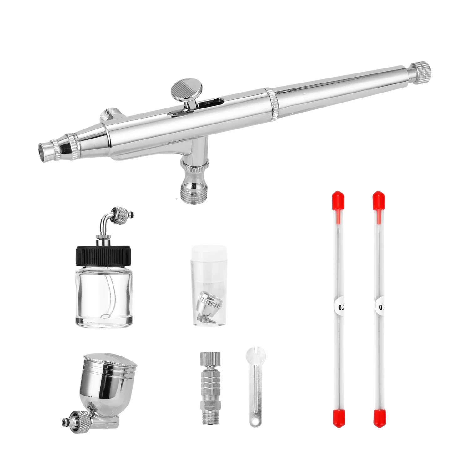 Professional Airbrush Set for Model Making Art Painting with G18 Adapter Wrentch 2 Fluid Cups 2Needles Nozzles Kit 231229