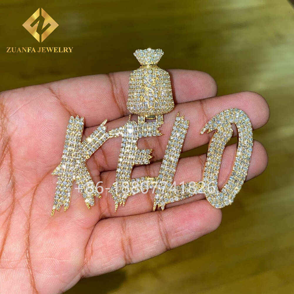 Custom Popular Premium Look Moissanite Hip Hop Jewelry Cuban Link Chain Vvs1 Diamond Iced Out Pendant
