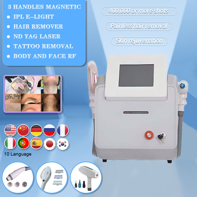 Advanced Multifunctional 3 in 1 Hair/Tattoo Removal Apparatus 360 Magneto OPT + Picosecond Vascular Therapy Skin Brightening RF Massage Equipment
