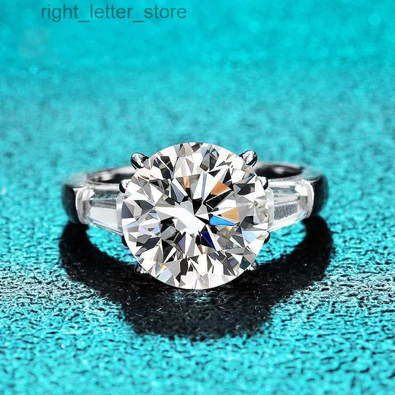 With Side Stones DJMAX White Gold Plated 5ct Moissanite Diamond Ring for Women Classic Four-claw S925 Silver Ring Double Halo Wedding Ring YQ231209