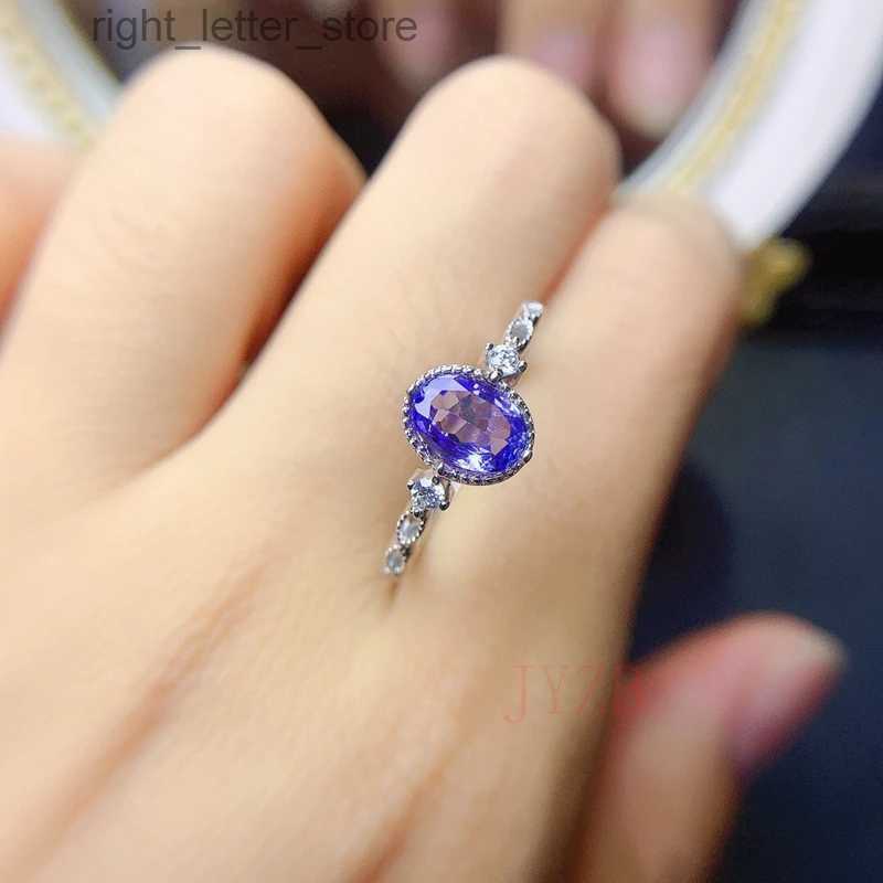 With Side Stones Natural 5*7mm Tanzanite Ring excellent Cut women's engagement gift true 925 sterling silver YQ231209