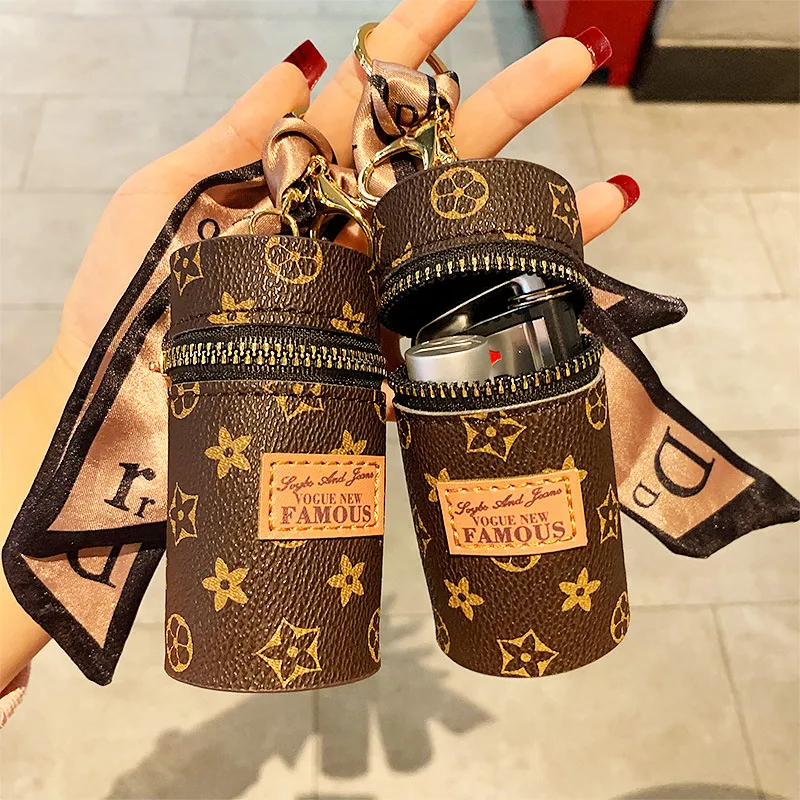 Party Favor Creative silk scarf lipstick bag key chain old flower coin purse pendant couple car