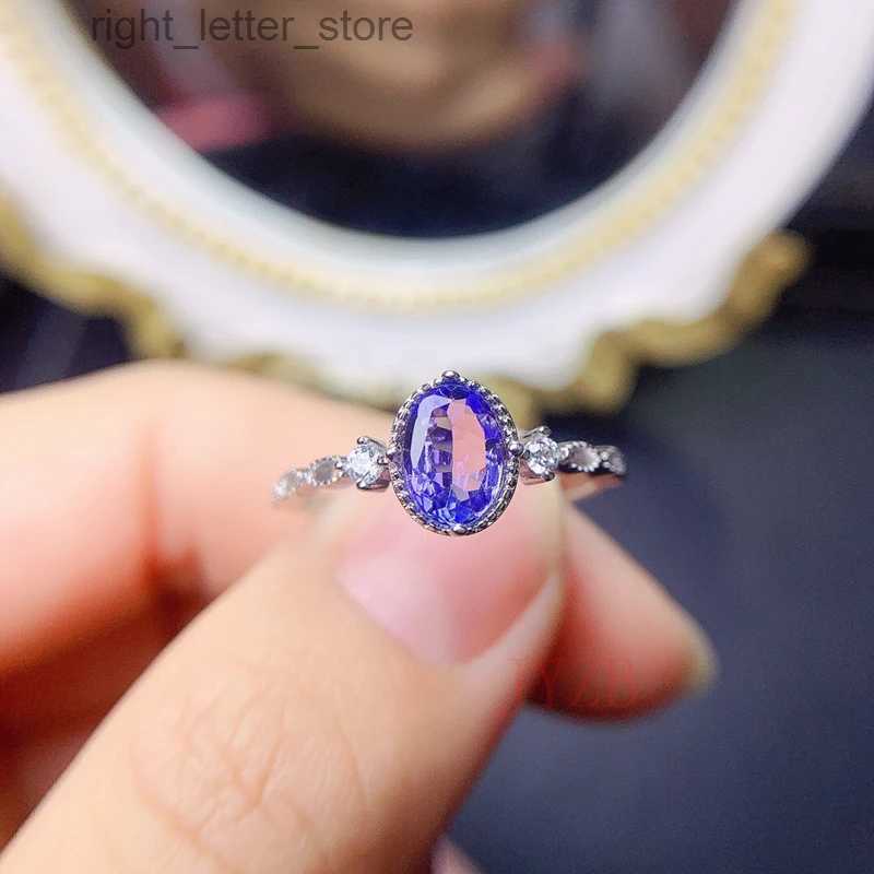 With Side Stones Natural 5*7mm Tanzanite Ring excellent Cut women's engagement gift true 925 sterling silver YQ231209