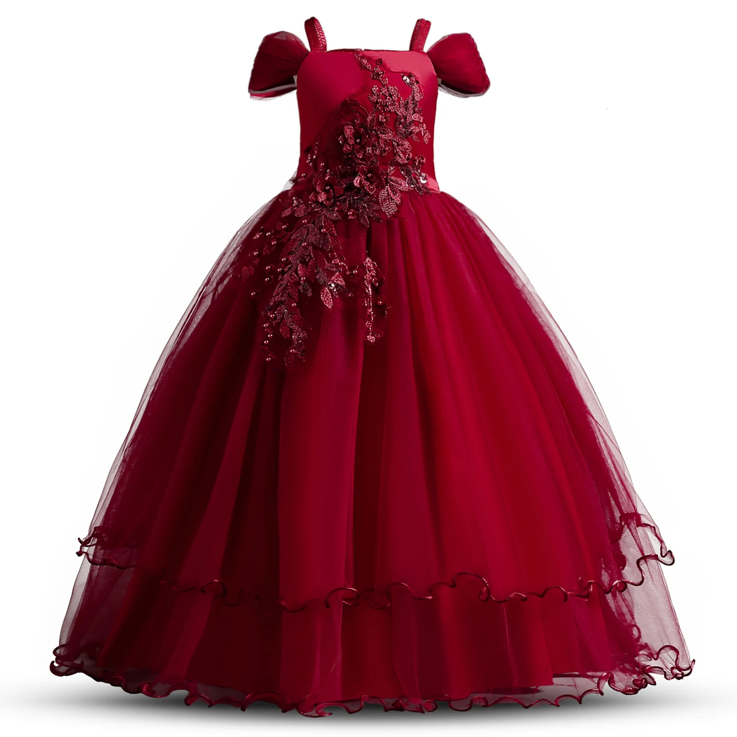 Girls Dresses Kid Wedding for Elegant Flower Princess Long Gown Baby Girl Christmas Dress vestidos infantil Size 6 12 14 Years 231208