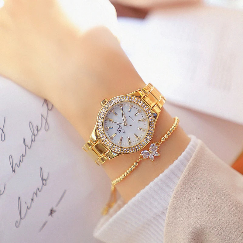 Other Watches Ladies Wrist Watches Dress Gold Watch Women Crystal Diamond Watches Stainless Steel Silver Clock Women Montre Femme 231208