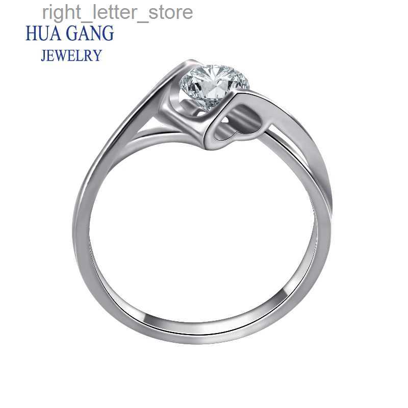 With Side Stones 925 Sterling Silver Ring Fine Jewelry Anniversary Wedding Rings for Girlfriend Main Stone Round 0.5ct D Color Moissanite YQ231209