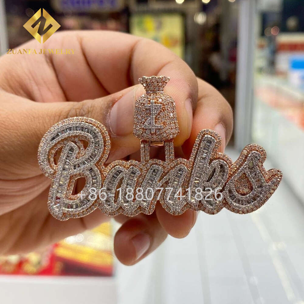 Custom Popular Premium Look Moissanite Hip Hop Jewelry Cuban Link Chain Vvs1 Diamond Iced Out Pendant