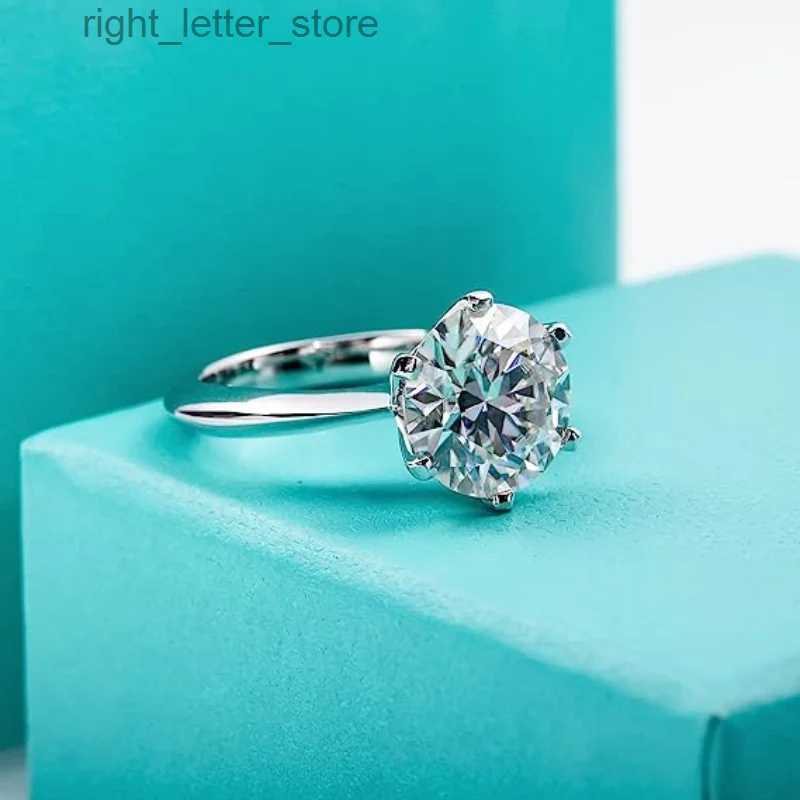 With Side Stones JIU ZUAN Mosanite Diamond Rings Resizable for Women 5 Engagement Round Cut Real 925 Sterling Silver Wholesale Jewelry YQ231209