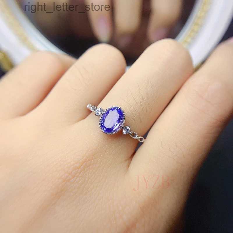 With Side Stones Natural 5*7mm Tanzanite Ring excellent Cut women's engagement gift true 925 sterling silver YQ231209