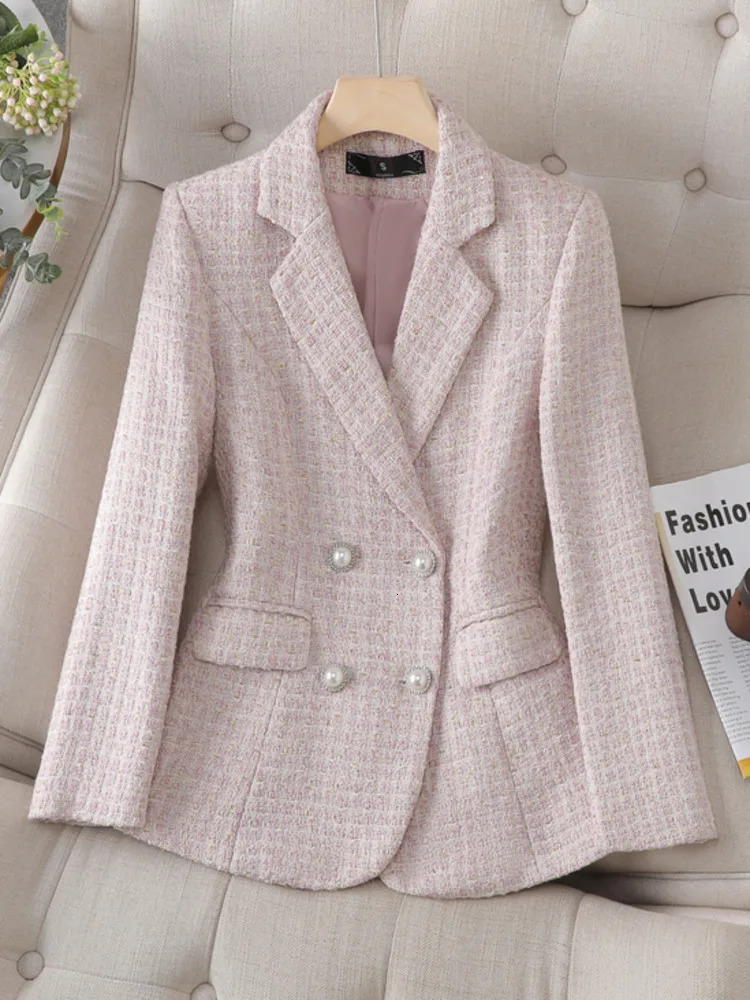Womens Suits Blazers High Quality Korean Fashion Tweed Blazer Jacket Coat Women Long Sleeve French Slim Woolen Suit Outwear Autumn Winter Casaco 23120