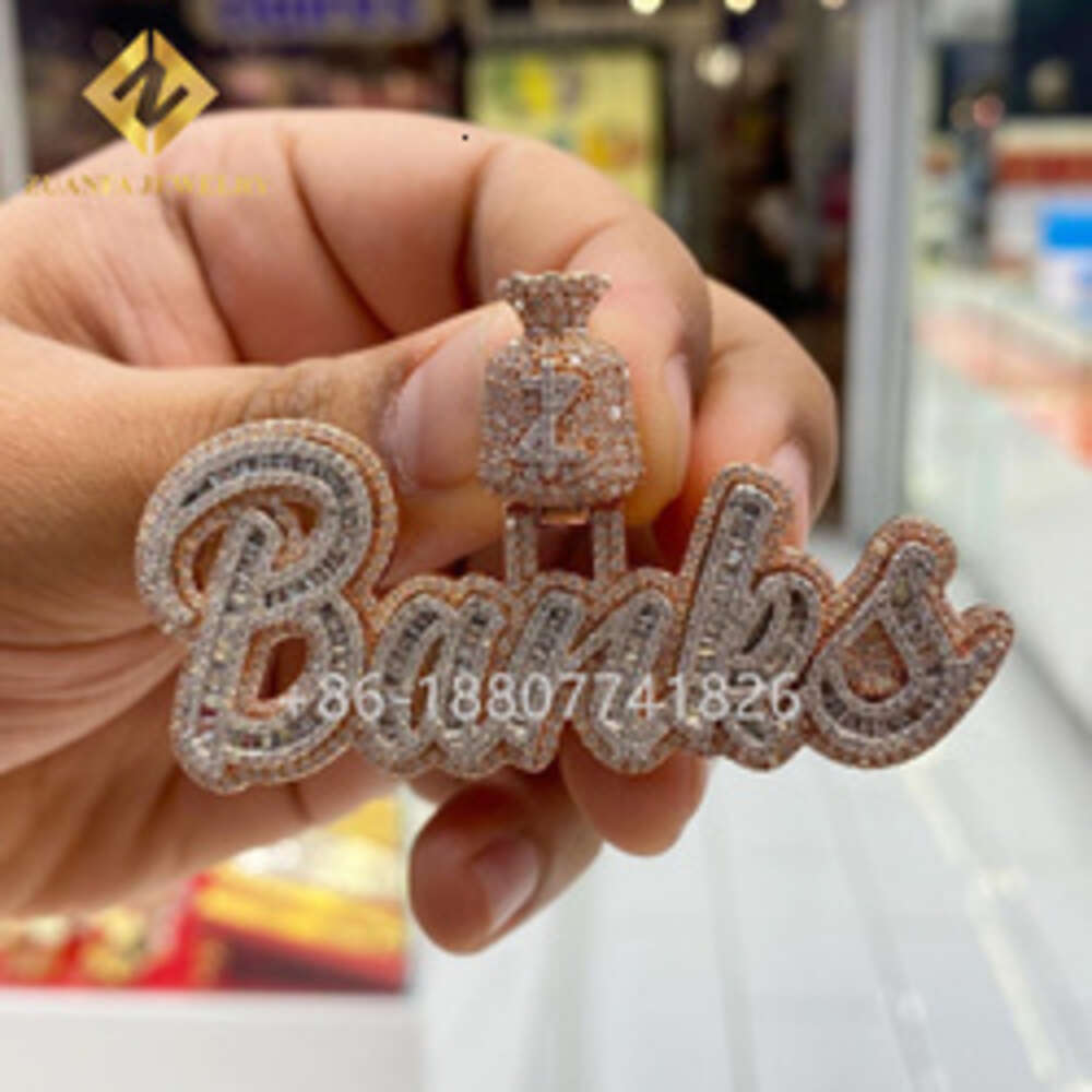 Custom Popular Premium Look Moissanite Hip Hop Jewelry Cuban Link Chain Vvs1 Diamond Iced Out Pendant