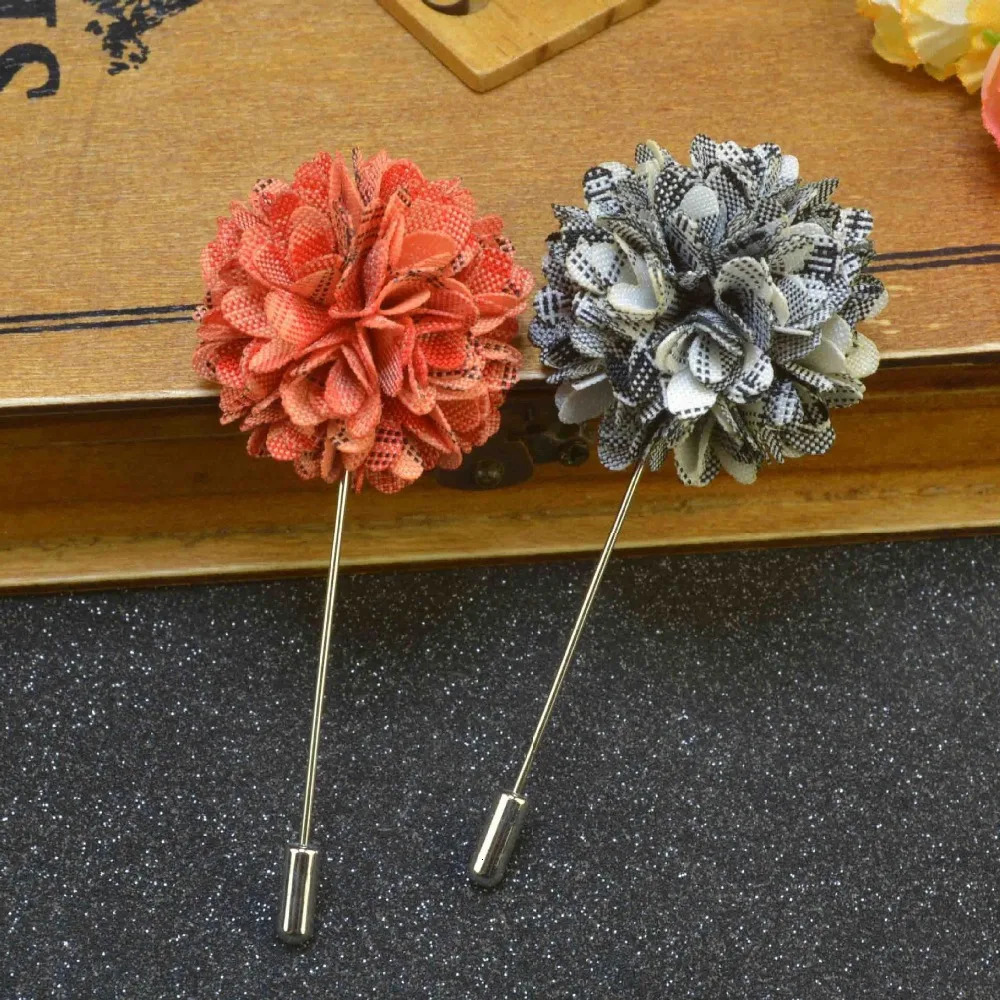 Pins Brooches 10 pcs/lot Men's Floral Lapel Pin Boutonniere Flower Lapel Pins for Party Business Wedding Small Gift 231208
