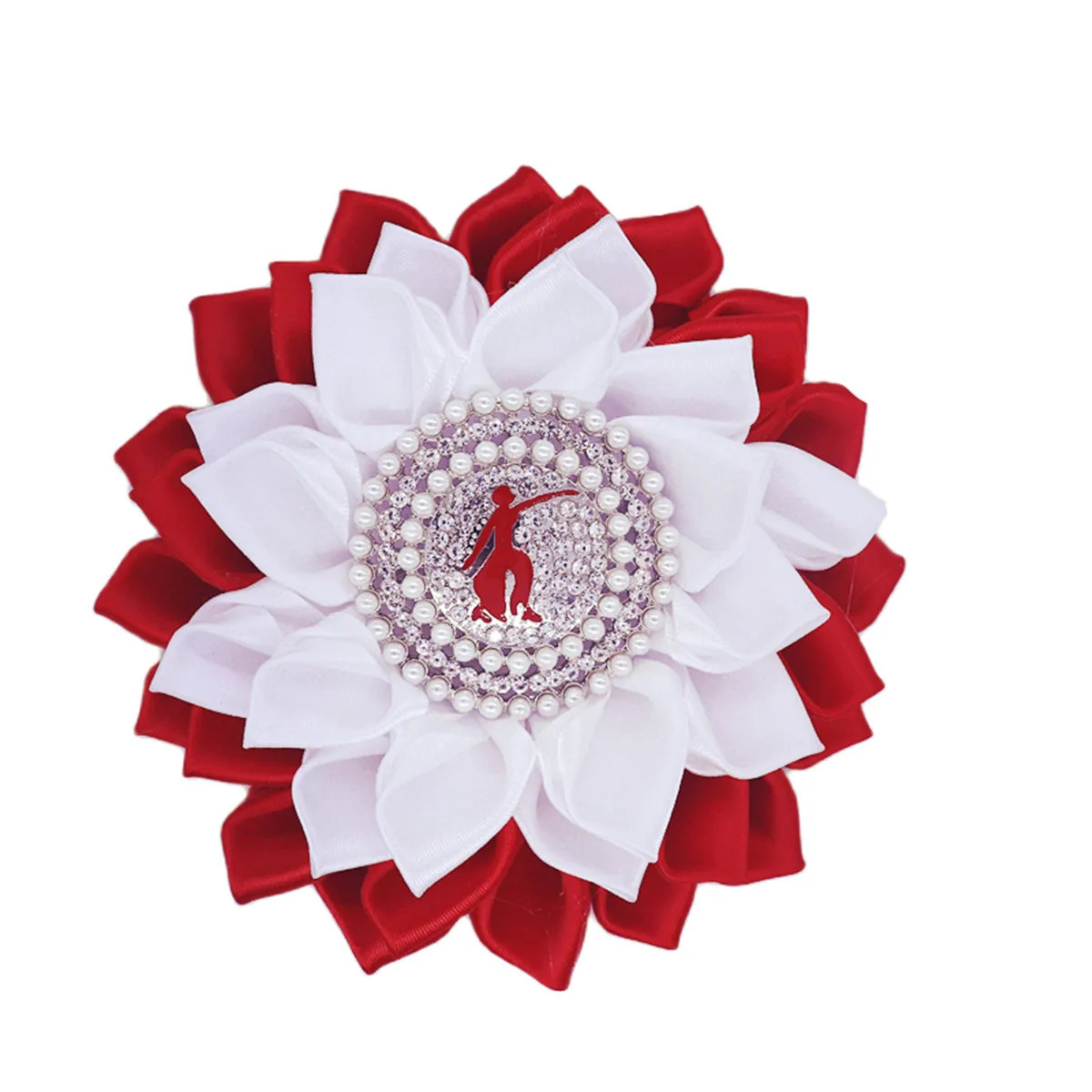 Pins Brooches Satin Ribbon Corsage Red Fortitude Delta Flower Pin Greek Sorority Brooch For Lady 231208