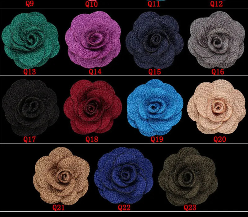 Pins Brooches BoYuTe 20 Pieces/Lot High Quality Camellia Flower Lapel Pin Brooch Men Fashion Wedding Boutonniere 23 Colors 231208