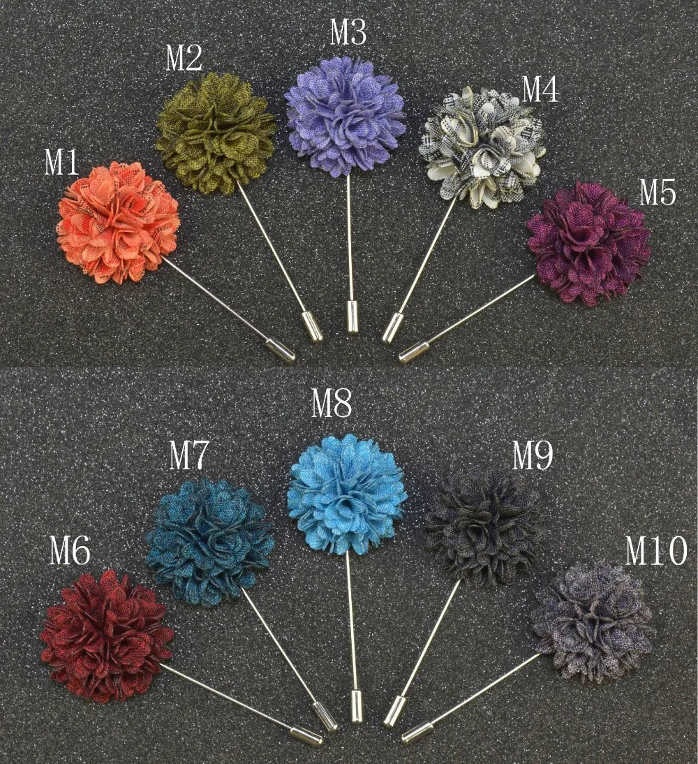 Pins Brooches 10 pcs/lot Men's Floral Lapel Pin Boutonniere Flower Lapel Pins for Party Business Wedding Small Gift 231208
