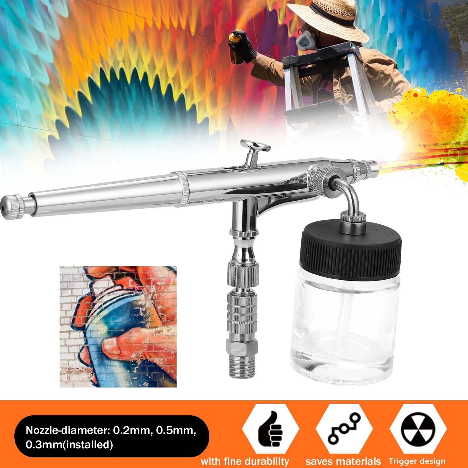 Professional Airbrush Set for Model Making Art Painting with G18 Adapter Wrentch 2 Fluid Cups 2Needles Nozzles Kit 231229