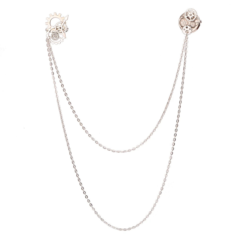 Pins Brooches Brooches Vintage Bronze Unisex Women Men Gear Clock Chain Breast-pins Steampunk Accessories 231208