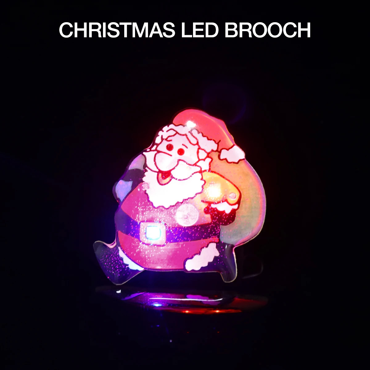 Pins Brooches 50Pcs Christmas Brooch Luminous Xmas Santa Claus Badge Boutonniere LED Jewelry Corsage Pin for Children Gift 231208