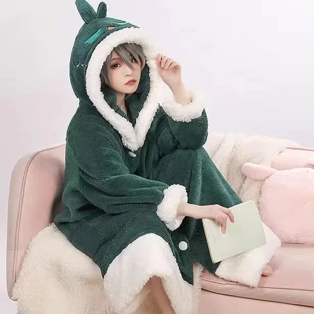 Anime Costumes Genshin Impact Cosplay Pajamas Cute Plush Bathrobe Anime Tartaglia Xiao Zhongli Ganyu Scaramouche Winter Hoodie Thick Nightgown 231208