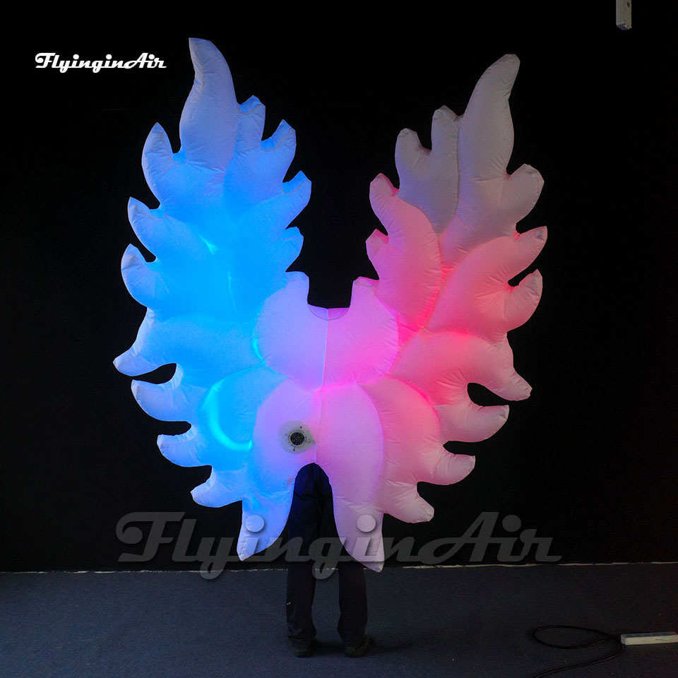 Attractive Large Adult Wearable White Inflatable Angel Wings Dancing Clothing Blow Up Parade Costume For Carnival Stage Show