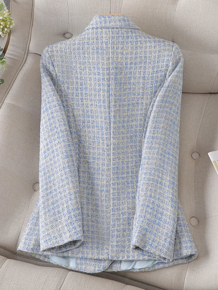 Womens Suits Blazers High Quality Korean Fashion Tweed Blazer Jacket Coat Women Long Sleeve French Slim Woolen Suit Outwear Autumn Winter Casaco 23120