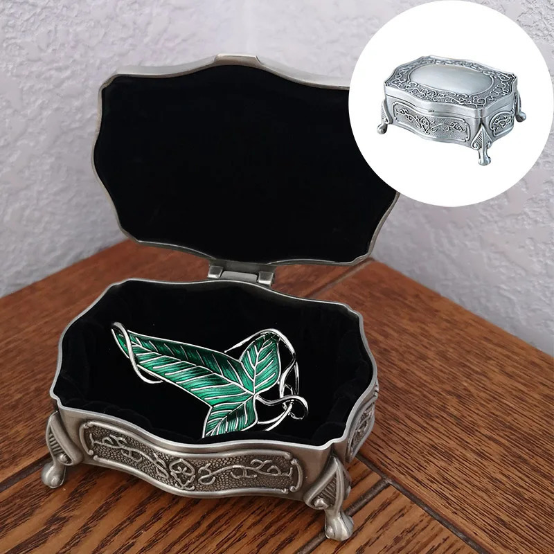 Pins Brooches Green Leaf Brooch Pin with Vintage Metal Box Set Fashion Jewelry Friends Birthday Gifts Fans Accessories 231208