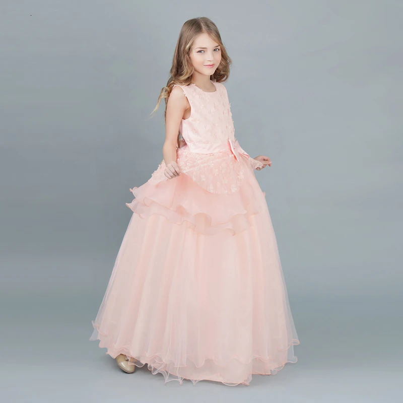 Girls Dresses Kid Wedding for Elegant Flower Princess Long Gown Baby Girl Christmas Dress vestidos infantil Size 6 12 14 Years 231208