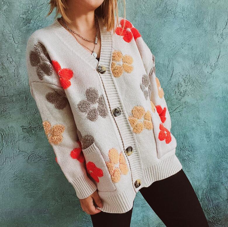 Women's Sweaters 2023 Autumn/Winter New Casual Thickened Knitted Coat Jacquard Women's Sweater Cardigan