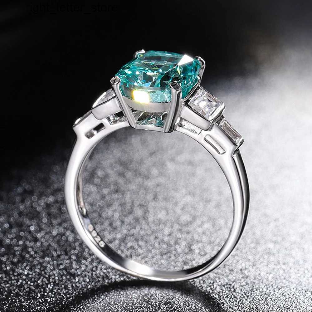 With Side Stones PuBang Fine Jewelry Diamond Ring 925 Sterling Silver Mint Green Created Moissanite for Women Anniversary Gift YQ231209