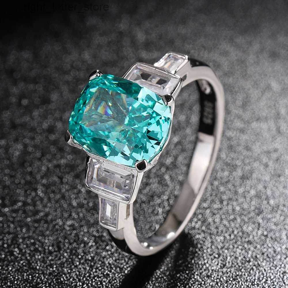 With Side Stones PuBang Fine Jewelry Diamond Ring 925 Sterling Silver Mint Green Created Moissanite for Women Anniversary Gift YQ231209