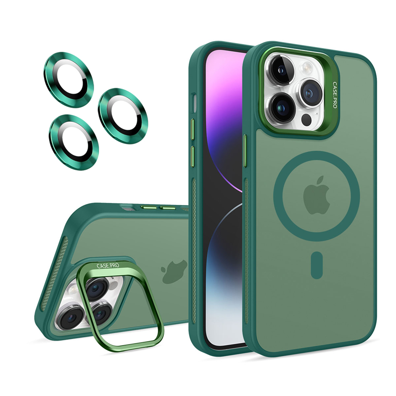 Luxury Lens Metal Ring Stand Magnetic For Magsafe Wireless Charging Case With Camera Glass Film Shockproof For iPhone 11 12 13 14 15 Pro Max Plus Sams