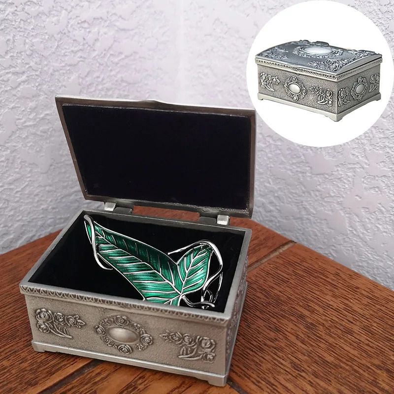 Pins Brooches Green Leaf Brooch Pin with Vintage Metal Box Set Fashion Jewelry Friends Birthday Gifts Fans Accessories 231208