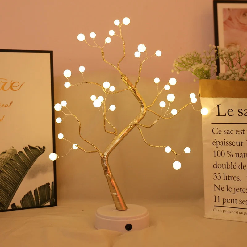 Novelty Items Specia Night Light Tabletop Tree Lamp Decorative LED Lights USB Or AA Battery Powered For Bedroom Home Party Decoration As Gift 231208