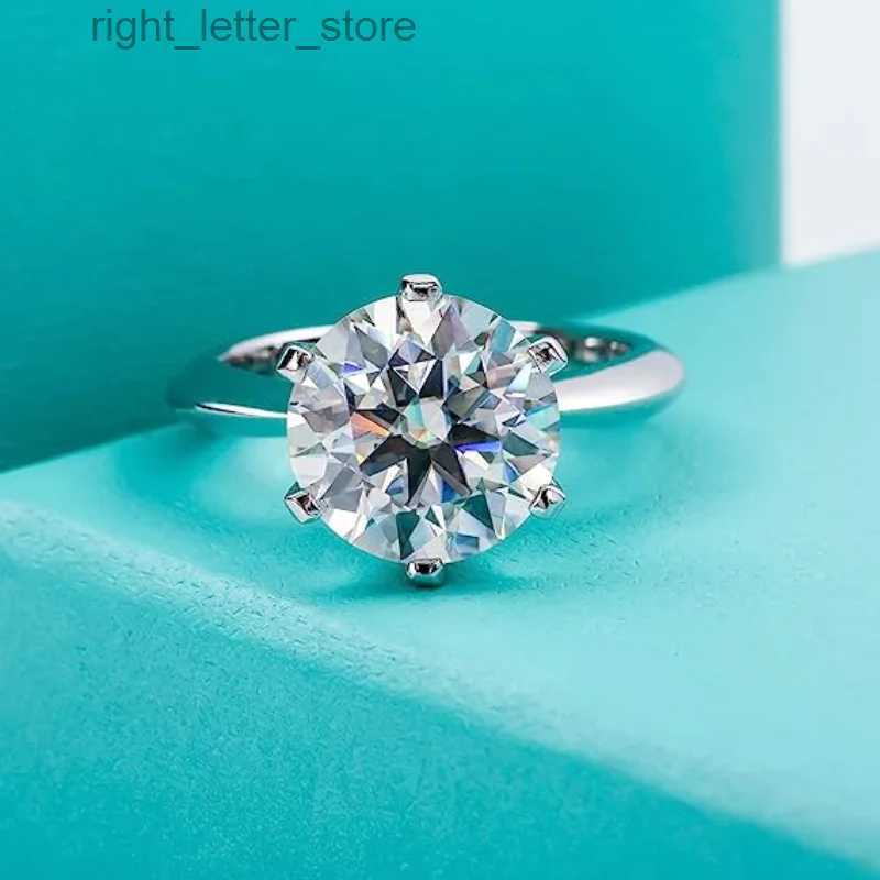 With Side Stones JIU ZUAN Mosanite Diamond Rings Resizable for Women 5 Engagement Round Cut Real 925 Sterling Silver Wholesale Jewelry YQ231209