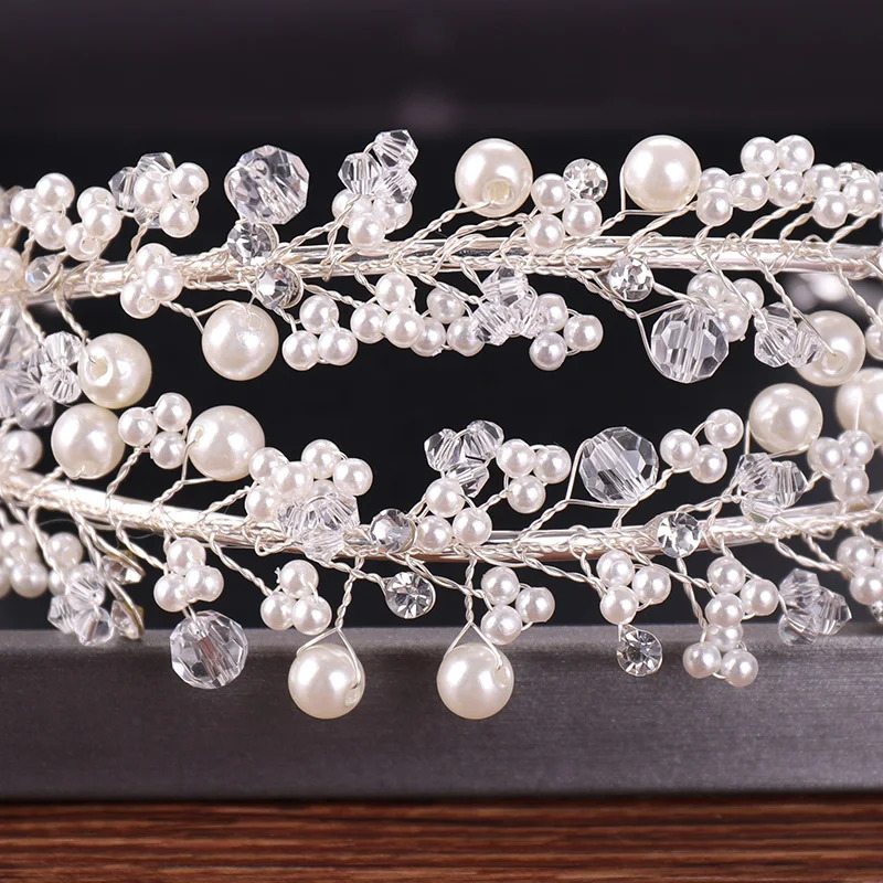 Headwear Hair Accessories White Pearl Bridal Hairbands Tiaras Wedding Crown Headband For Bride Hair Jewelry Pearl Wedding Hair Accessories Headwear 23