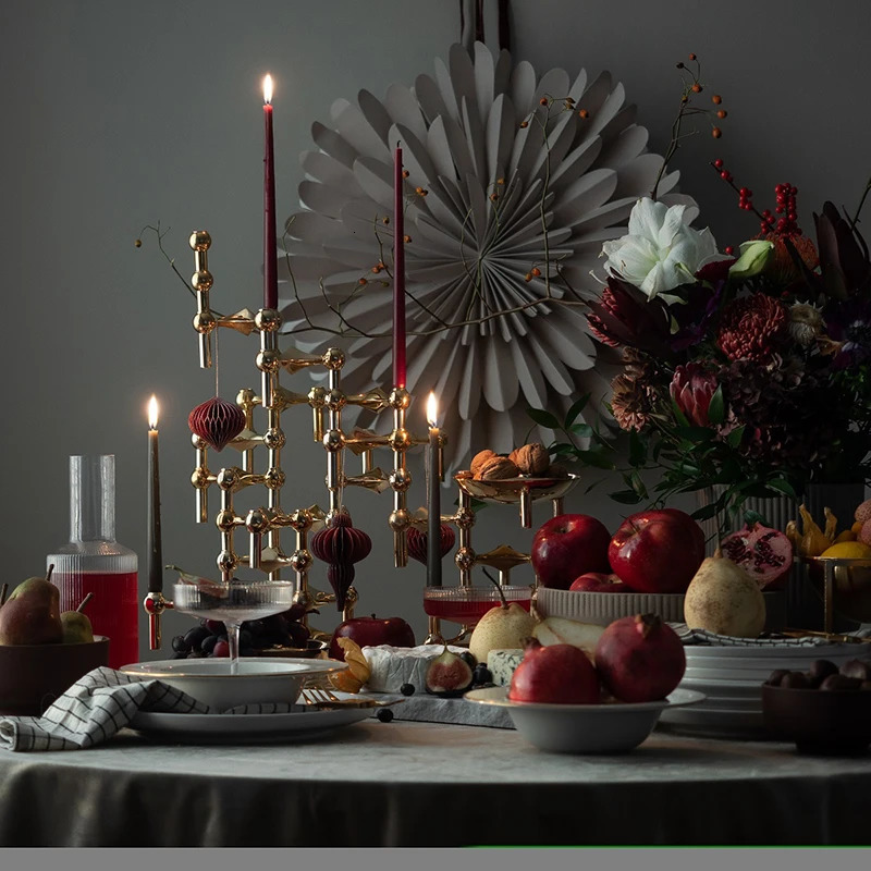 Holders Molecular Structure Metal Candle Holder Nordic Gold Candlestick Centerpiece Living Room Decoration Gift home decore candelabra 23120