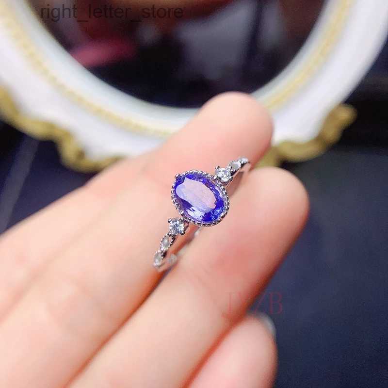 With Side Stones Natural 5*7mm Tanzanite Ring excellent Cut women's engagement gift true 925 sterling silver YQ231209