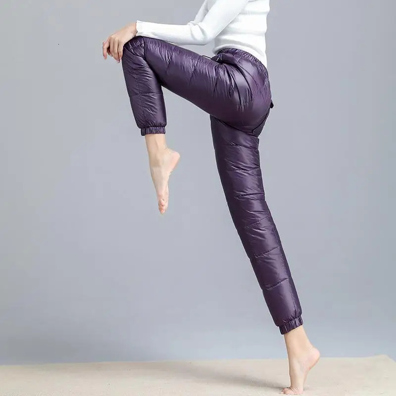 Women's Jeans Oversize 4XL Down Sweatpants Ultralight Windproof Winter Pant Warm Snow Stretch Jogger Fashion Pocket Zip Baggy Trousers 231208Z