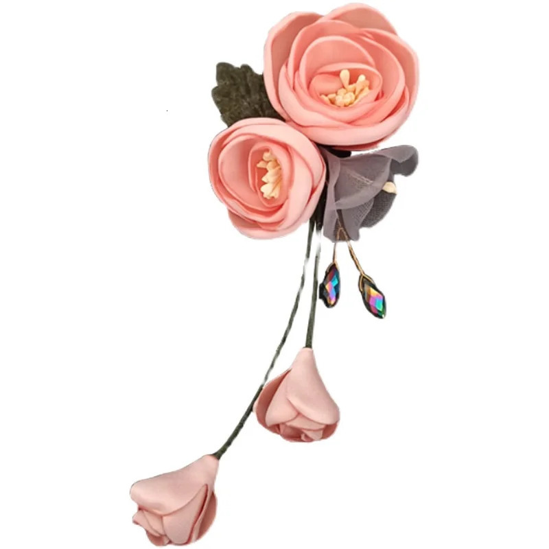 Pins Brooches Korean High-end Fabric Flower Brooches for Women Fashion Cloth Tassel Corsage Female Wedding Brooch Pins Jewelry Accessories 231208