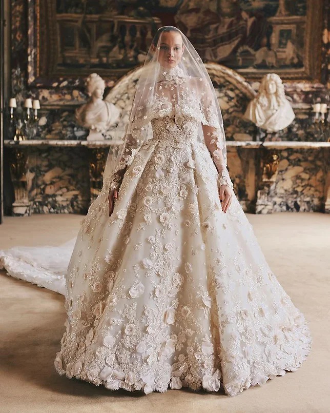 Luxury Long Sleeves A Line Wedding dresses Satin Lace Ball Gown Bridal Gowns Sheer High Neck Lace Sequins Plus Size Robe De Mariee Custom MadeYD