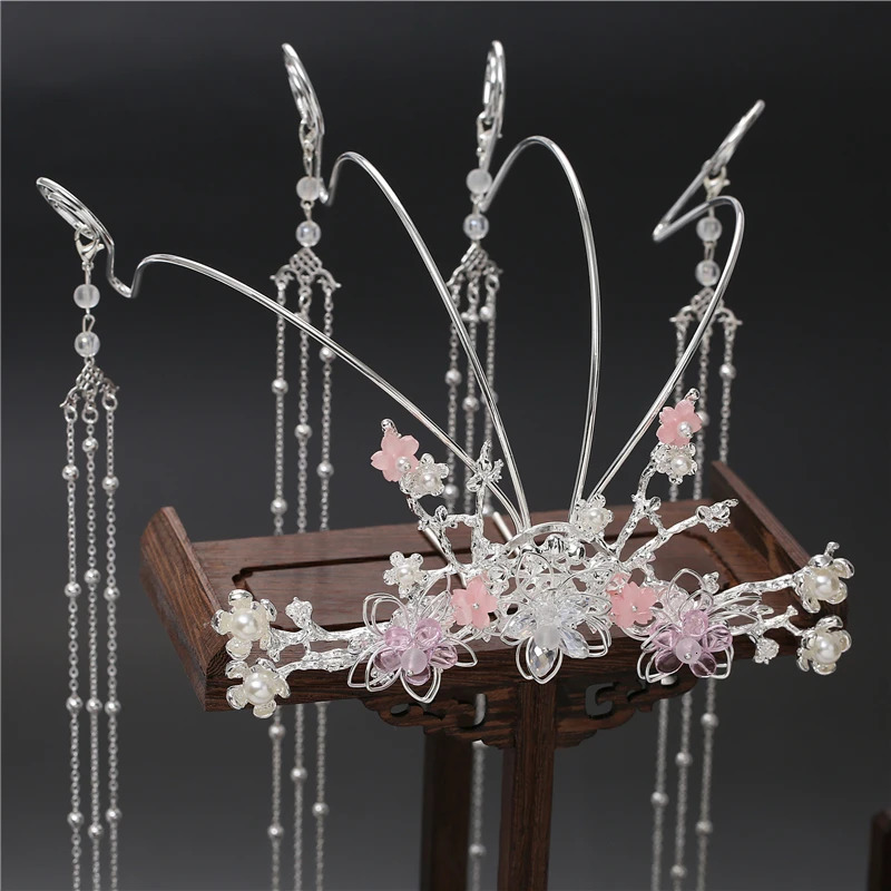 Headwear Hair Accessories Hanfu hair crown female antique phoenix crown temperament bride headdress full set of costume hair accessories 231208