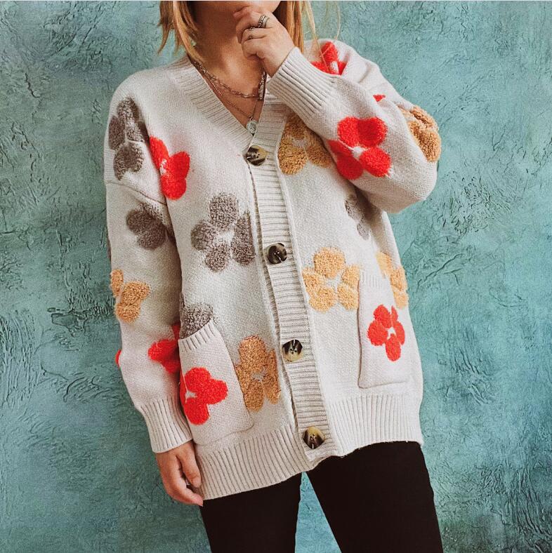Women's Sweaters 2023 Autumn/Winter New Casual Thickened Knitted Coat Jacquard Women's Sweater Cardigan