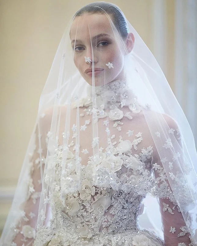 Luxury Long Sleeves A Line Wedding dresses Satin Lace Ball Gown Bridal Gowns Sheer High Neck Lace Sequins Plus Size Robe De Mariee Custom MadeYD