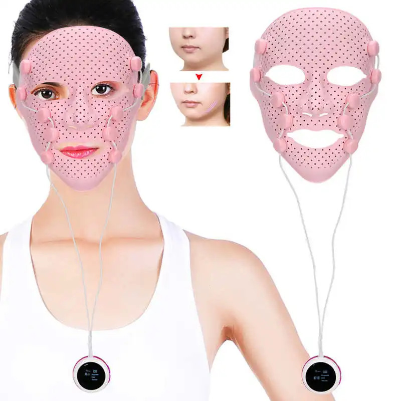 Face Massager 3D Silicone Mask Electric EMS V Shaped Magnet Massage Lifting Slimming SPA Beauty Skin Care Tool 231208