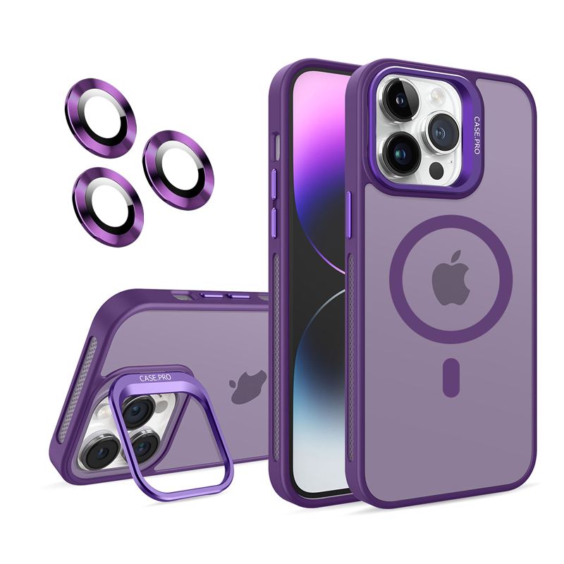 Luxury Lens Metal Ring Stand Magnetic For Magsafe Wireless Charging Case With Camera Glass Film Shockproof For iPhone 11 12 13 14 15 Pro Max Plus Sams