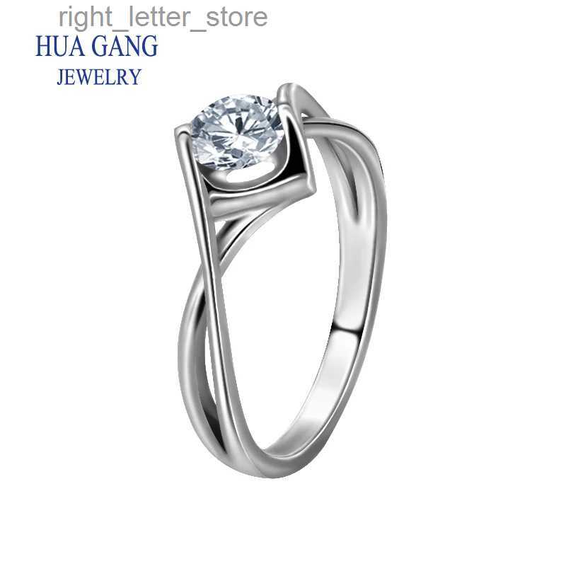 With Side Stones 925 Sterling Silver Ring Fine Jewelry Anniversary Wedding Rings for Girlfriend Main Stone Round 0.5ct D Color Moissanite YQ231209