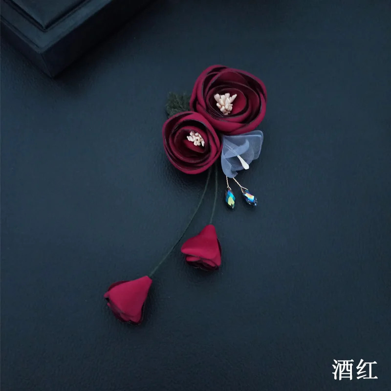 Pins Brooches Korean High-end Fabric Flower Brooches for Women Fashion Cloth Tassel Corsage Female Wedding Brooch Pins Jewelry Accessories 231208