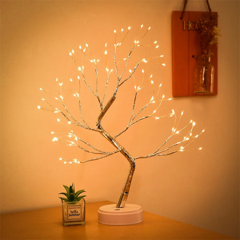 Novelty Items Specia Night Light Tabletop Tree Lamp Decorative LED Lights USB Or AA Battery Powered For Bedroom Home Party Decoration As Gift 231208