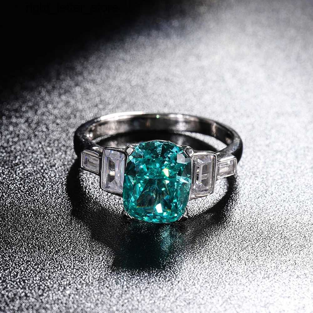 With Side Stones PuBang Fine Jewelry Diamond Ring 925 Sterling Silver Mint Green Created Moissanite for Women Anniversary Gift YQ231209