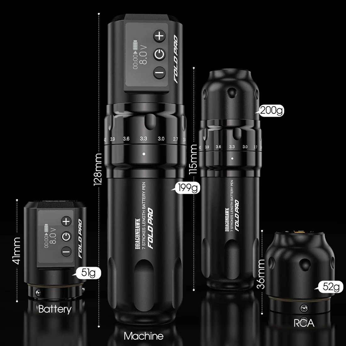 Tattoo Guns Kits Dragonhawk Fold Pro with WJX Cartridge Needle Machine Kit Complete Supplies Pen 231208